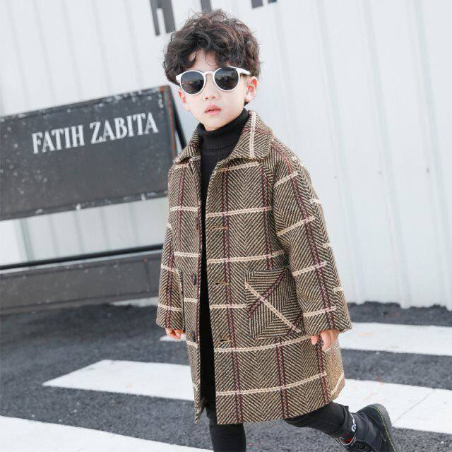 Barabara boy, what about the long version 2021 the 2021 autumn winter new children's Mao jacket thickened Korean version of the sea
