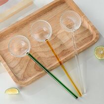 Glass spoon ins high-looking long-handled home-use cute weird internet celebrity photo-taking high-temperature-resistant long-handle home-use