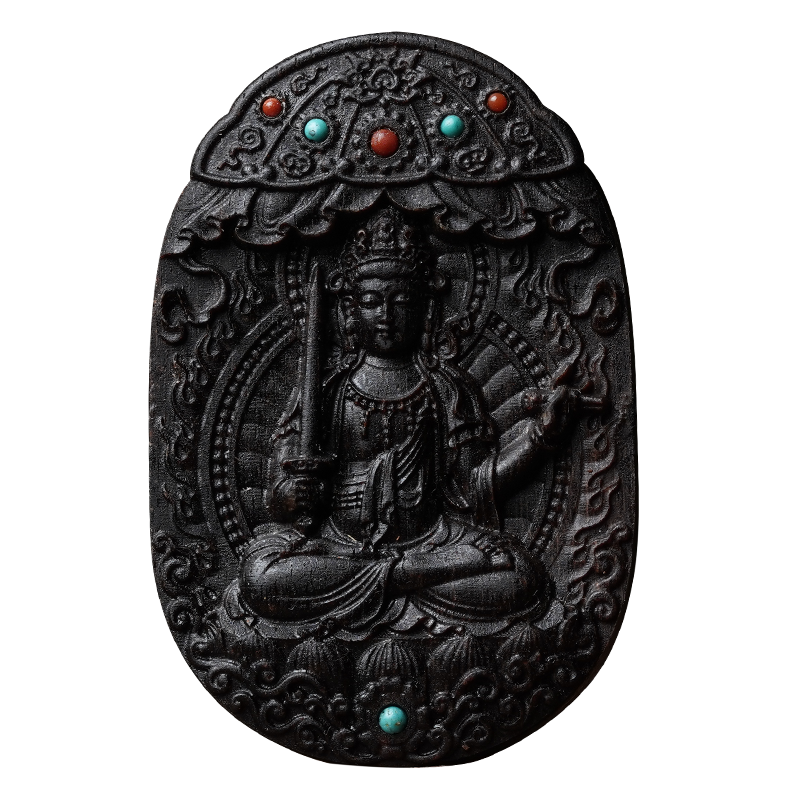 沉香木佛牌天然檀香生肖蛇年本命佛觀音菩薩吊墜