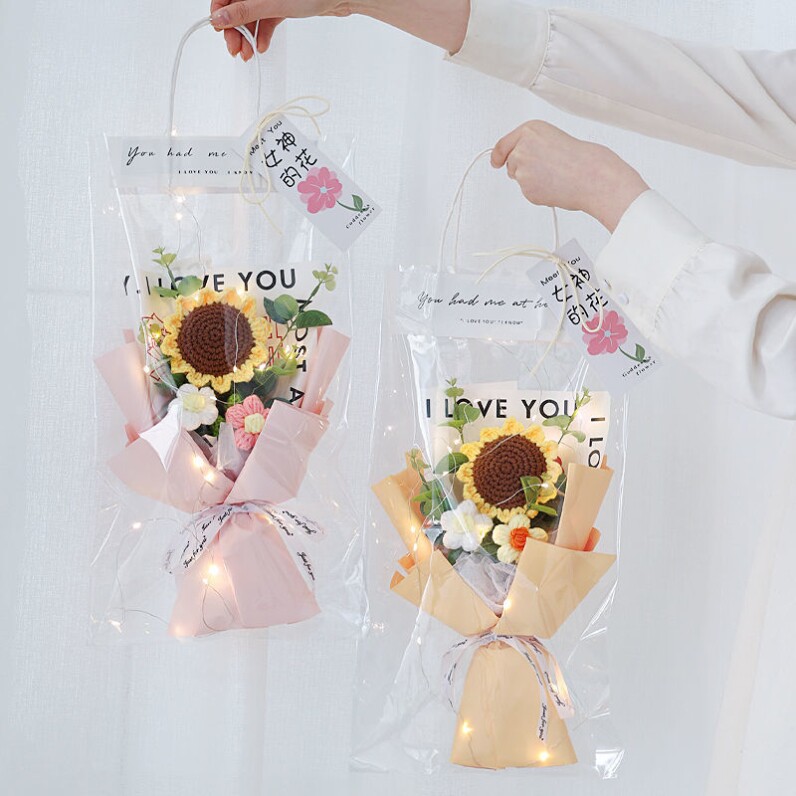 Creative knitting Sunflower hair bouquet delivery preparation birthday gift Puff Valentine's Day Girlfriend