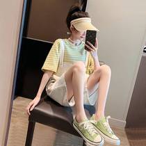 Young and old new style 1 new fashion clothes womens summer 0 pants season 2 with clear 2 foreign college sets style pieces widen the legs back and short two sets