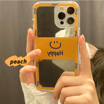 Peach shell ins smiley face mirror iphone13 mobile phone shell suitable for apple 12 11pro max protective sleeve x silicone xr female xsmax new 8plus soft 7