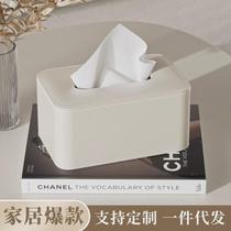 Tissue box for living room light luxury customized logo commercial high-end leather tissue box home creative napkin box simple