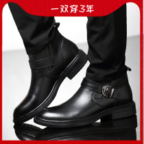 Mens shoes Fall 2022 new casual leather shoes Mens Korean version genuine leather Business Fashion Inn Mens Chelsea boots