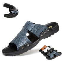 Slippers mens summer outwear Big code 45 genuine leather 46 Soft bottom 47 Extra Large code 48 49 Gats to increase beach tide drag