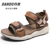 Sandals mens summer summer genuine leather breathable mens outdoor sports casual beach shoes Toes Thick bottom Roman sandals