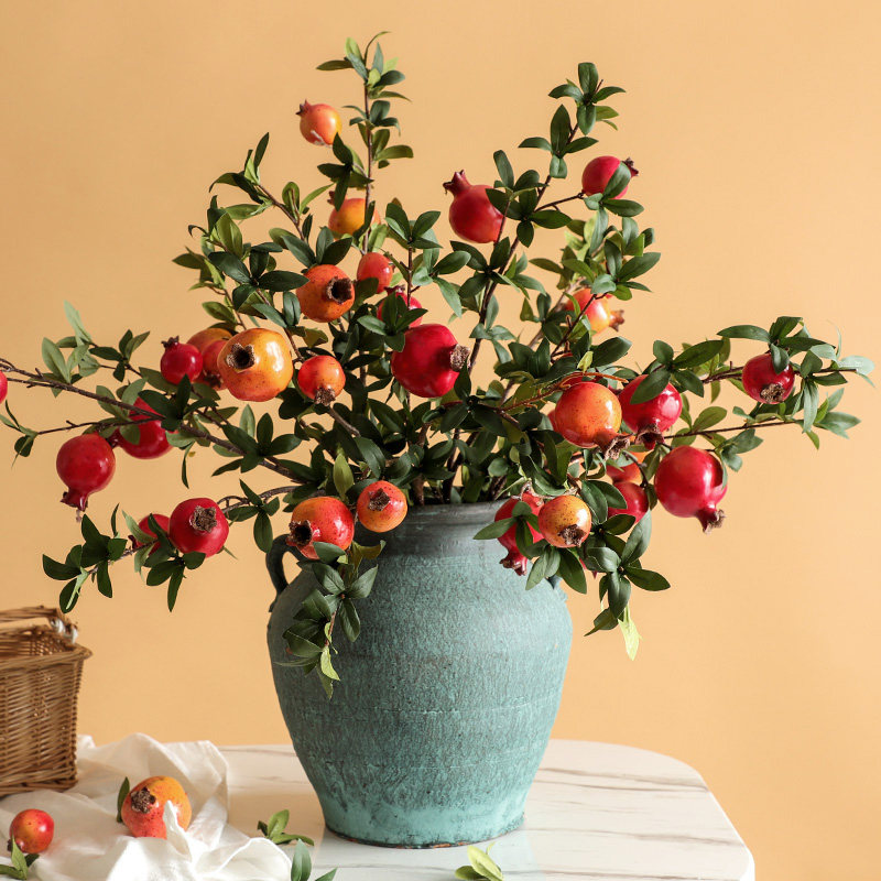 Xia Fan high-end simulation pomegranate fruit fake flower fruit branch living room decoration American decorative flower arrangement flower arrangement