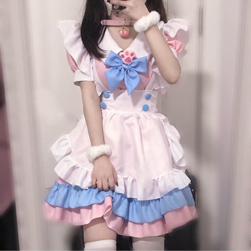 Man's maid dress big size male maid dress cat ear maid cos maid cos suit maid's long skirt pseudo-feminine skirt pseudo-maiden uniform 200 catty