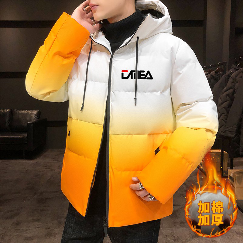 Fila flagship store official flagship cotton-padded jacket men's winter hooded new style plus velvet thickening loose men's warm padded jacket