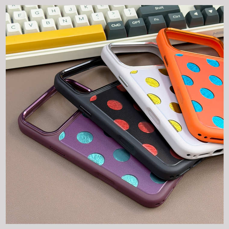 Polka Dots Burgundy Orange Light Gray Stand iPhone Case