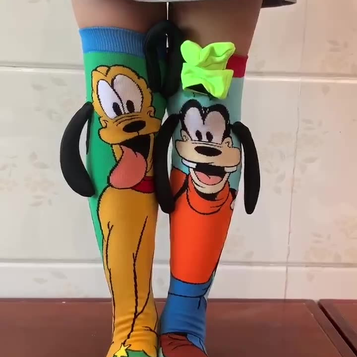 Children's Socks with 3D Fun Designs, Original Export High-Quality Goofy Mickey Cartoon Dog Sports Socks, Personalized Long Socks