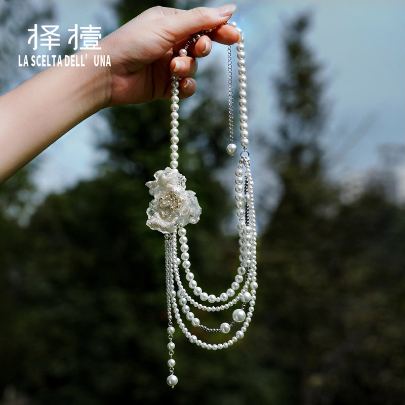 Zelie Original Design High-End Pearl Necklace for Women, Light Luxury Niche Floral Sweater Chain, Multi-Layer Clavicle Chain Zelie Original Design High-End Pearl Necklace for Women, Light Luxury Niche Floral Sweater Chain, Multi-Layer Clavicle Chain