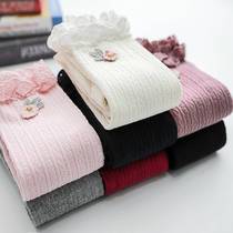 Plush big butt girls baby nine-point pants childrens spring autumn and winter thickened baby white bottoming pantyhose