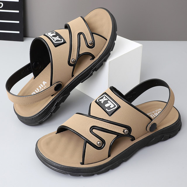 Sandals ຜູ້ຊາຍ summer 2024 ຮູບແບບໃຫມ່ບໍ່ເລື່ອນ, ຕ້ານກິ່ນ, ທົນທານຕໍ່ພັຍ, ຂັບລົດ, ເກີບຫາດຊາຍເກີບອ່ອນ soled ບາດເຈັບແລະ, slippers