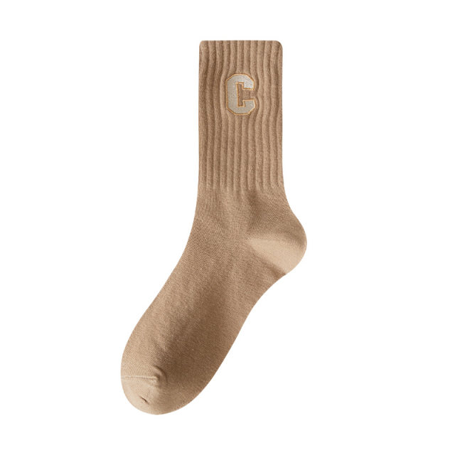 Zhuji socks ຝ້າຍບໍລິສຸດຂອງແມ່ຍິງ 100% cotton mid-calf socks spring and autumn white socks with shark pants socks