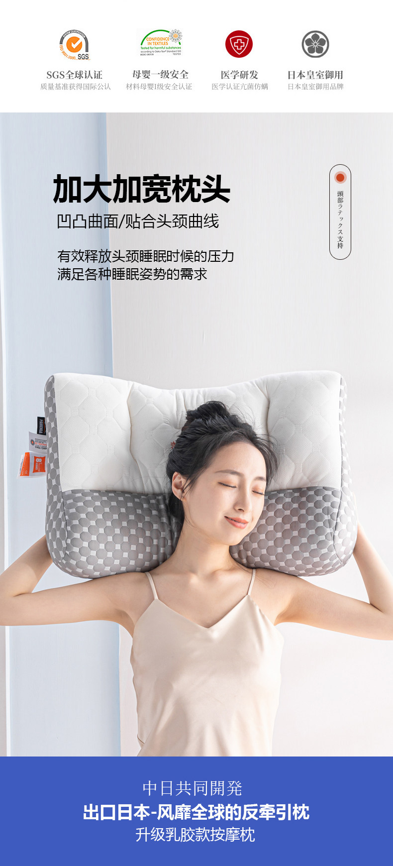 Подушка постельная 南极人反弓牵引枕头枕芯护颈椎助睡眠家用学生宿舍乳胶一对装整头 NGGGN