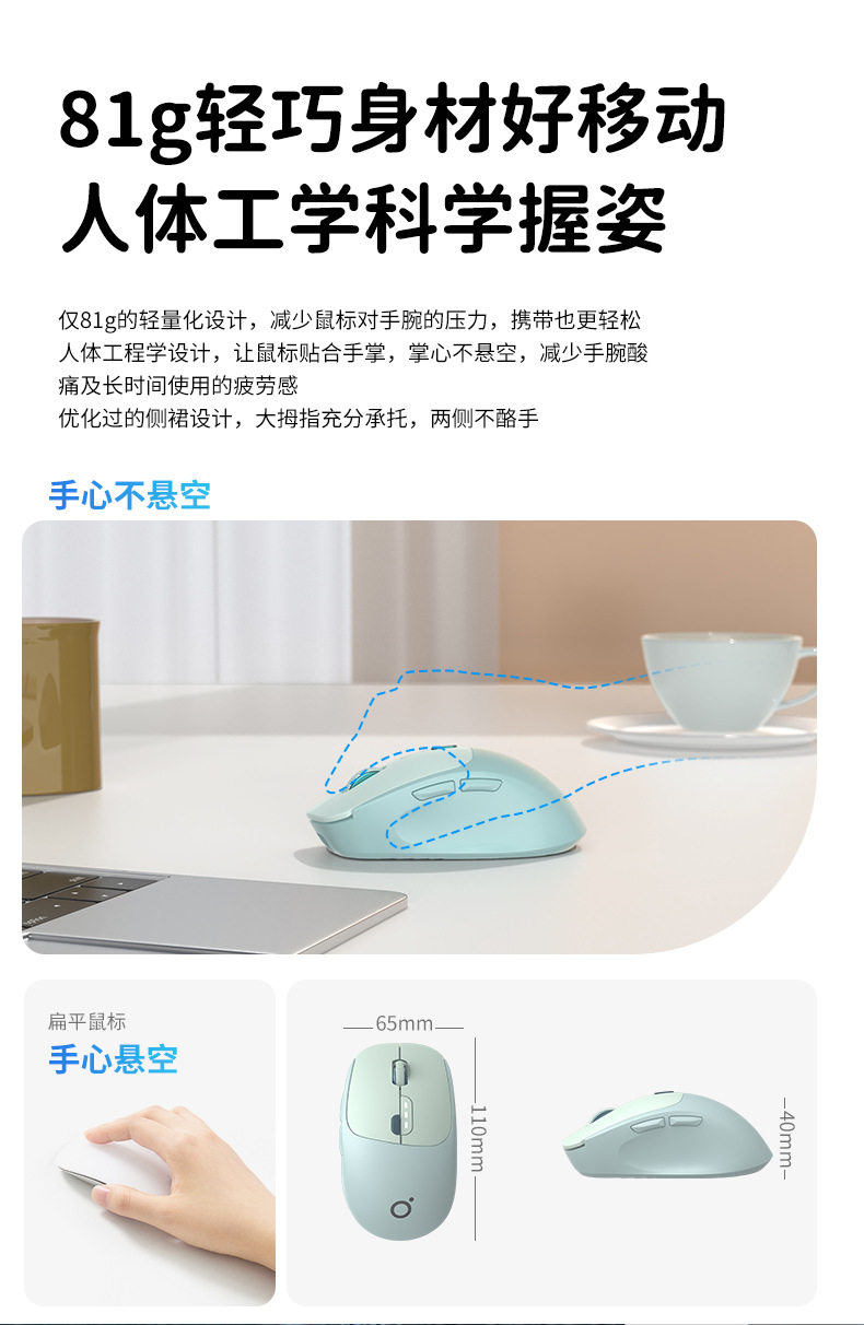 Проводная мышь 泉罗技术q5无线鼠标蓝牙双模适用笔记本静音办公可充电竞技滑鼠标