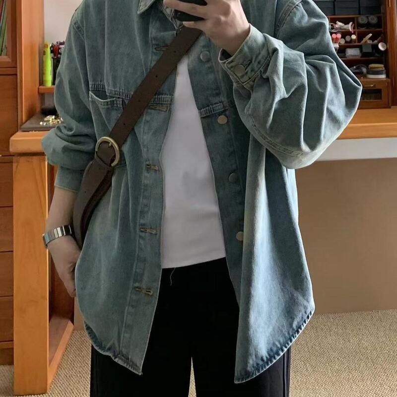 Plus-Size Women's Clothing Early Spring Vintage Washed Denim Shirt Loose Slimming Casual Versatile Jacket