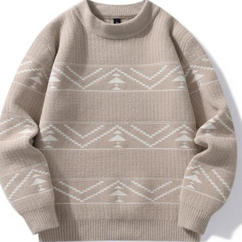 Autumn and Winter New Versatile Thickened Half-Turtleneck Sweater for Men, Striped Knitwear, Trendy Brand Fashion Loose Casual Knit Shirt