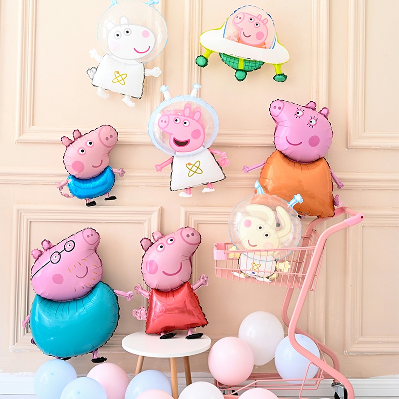 Piggy page cartoon aluminum film balloon children baby's first birthday decoration background wall scene layout