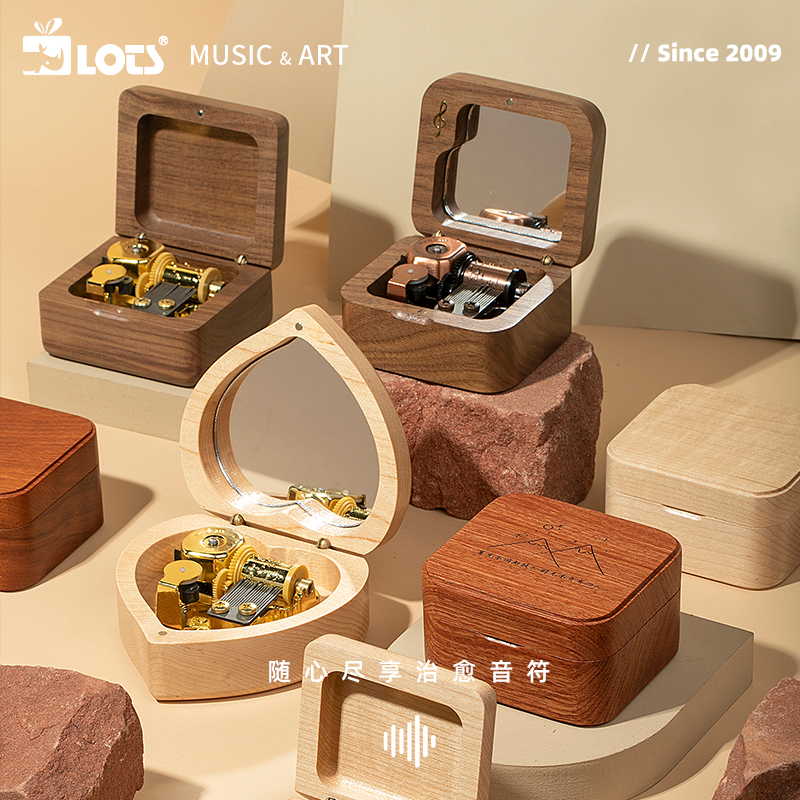 LOTS Leath Wood Octaonic Box Music Box Music Box Bird's Poetry Healing Companion Gift Birthday Gifts Send Girls Boys-Taobao