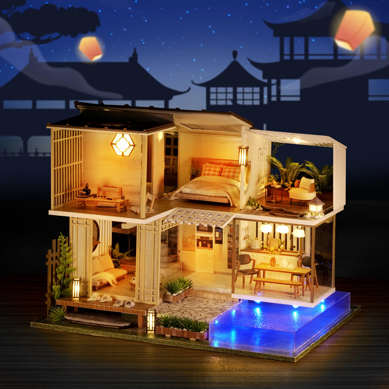 Children's day girl toy small house loft villa model diy handmade hut making birthday gift for girls 