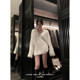 Thirteen Xin 'Cupid' mink velvet V-neck sweater women's spring style high-quality soft waxy white sweater coat women