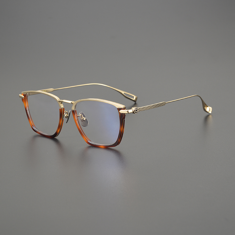 Designer Ultra-Light Titanium Handmade Eyeglass Frames for Large Faces, 155 Business Style Large Frame for Men and Women, Suitable for Nearsightedness, Blue Light Blocking, Photochromic
