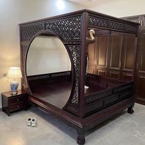 Canopy bed step bed old-fashioned Ming and Qing antique Qiangong step bed step bed moon hole solid wood double ancient bed
