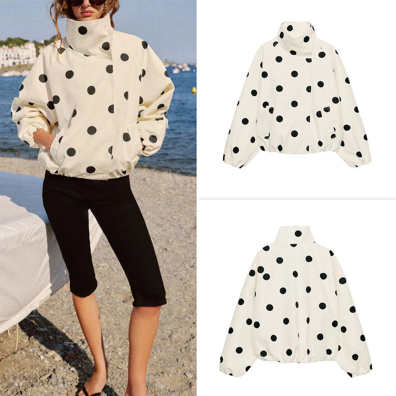 Cabinet 429! Women's 2026 New Summer Outfit Long-Sleeved Stand-Up Collar Polka Dot Bomber Jacket 8372236 Cabinet 429! Women's 2026 New Summer Outfit Long-Sleeved Stand-Up Collar Polka Dot Bomber Jacket 8372236