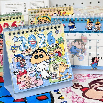 Crayon Shin-Chan Calendar 2026 New Cartoon Graffiti Desk Calendar Cinnamoroll Cute High-Quality Student Gift for Girls