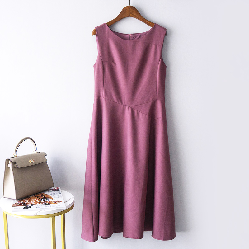 Velvet Jasmine Elegant Lady Temperament Customer Supplied Fabric Large Sleeveless Dress Simple Design High Waist Vest Dress