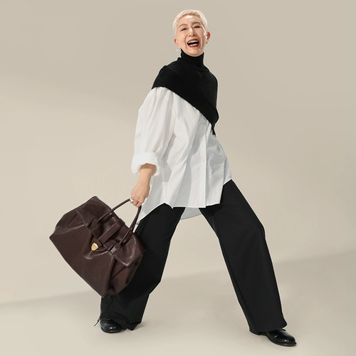 裘真 Портативная вместительная и большая кожаная сумка через плечо, из натуральной кожи