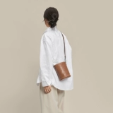 裘真 Кожаная сумка через плечо на одно плечо, из натуральной кожи, на шнурках, воловья кожа