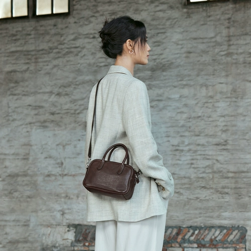 裘真 Кожаная сумка на одно плечо, портативная сумка через плечо, из натуральной кожи