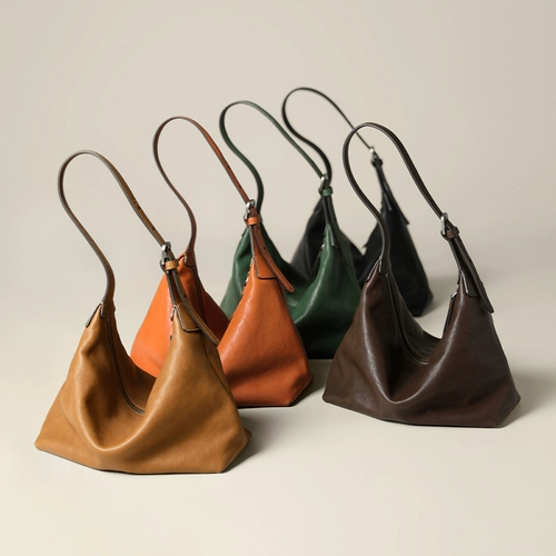 裘真 Кожаная классическая сумка на одно плечо для отдыха, сумка через плечо, из натуральной кожи