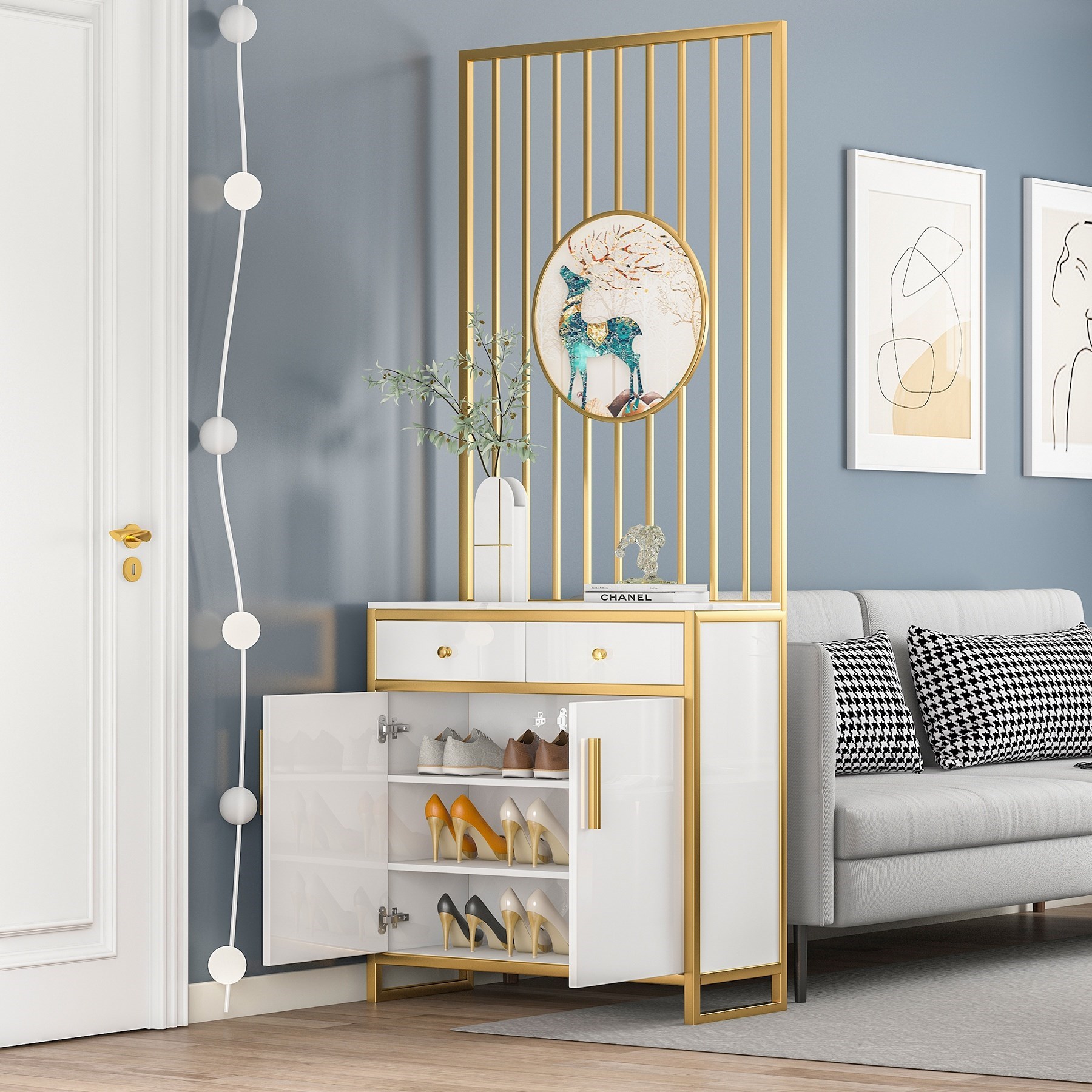 Entrance cabinet entry light luxury simple partition living room screen Italian style home entrance multi-functional custom shoe cabinet