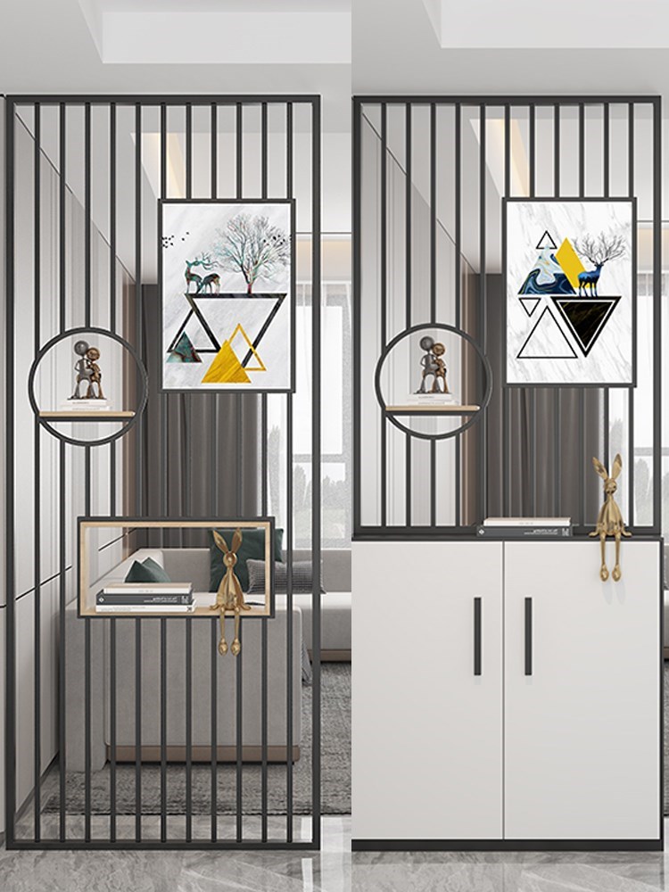 Iron network red screen simple modern inline living room light luxury closure toilet hollow decoration drawing partition