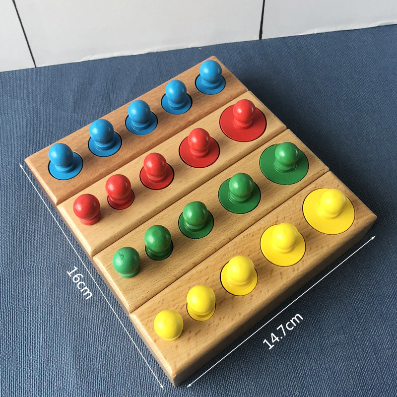 Montessori teaching aids with socket cylinder baby toy pure wooden stick sensory unity kindergarten 1-3 years old radish pairing