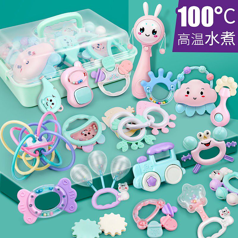 Newborn baby toy Hand rocking bell for more than 3-6 months Baby gripping 0-1-year-old toddler can bite the water to cook solid teeth