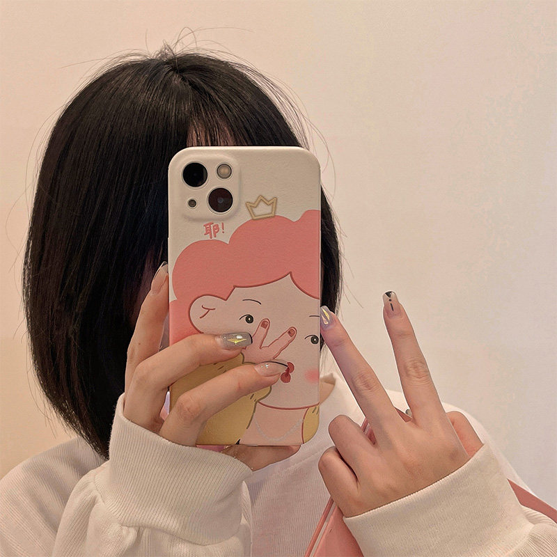 ins interesting cute cartoon girl applicable iPhone11 apple 12promax mobile phone protection shell 13 x xs xr female xsmax anti-fall 7 8pl