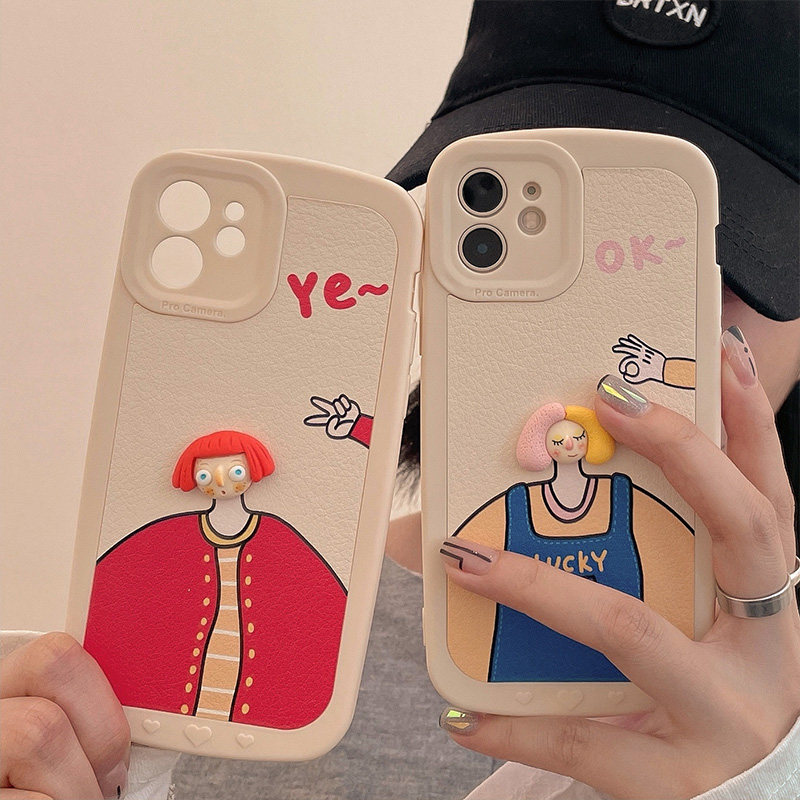 Cute three-dimensional cartoon suitable for iPhone11 Apple 12promax mobile phone protective case 13 x xs xr women's xsmax anti-fall 7 8plus silicone small