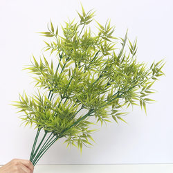 Simulated Bamboo Leaves, Fake Flowers, Green Plants, Bamboo Branches, Plastic Bamboo Plants, Single Decorative Landscaping, Living Room Leaf Props Plants