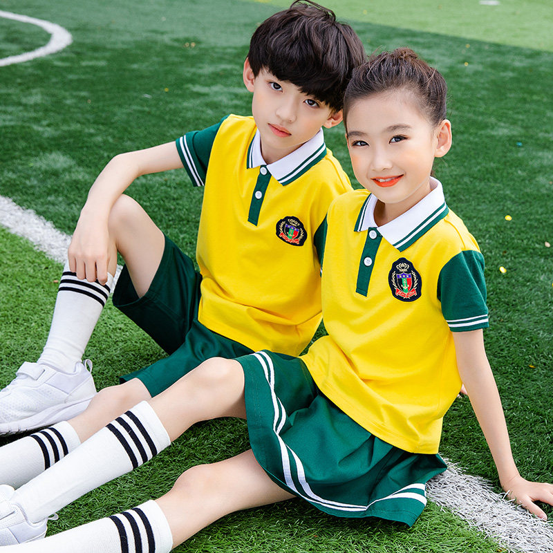 School uniforms for primary and middle school students with short sleeves T-shirt suit Kindergarten Garden Costume Institute Wind New Activities Class Clothing Customisation