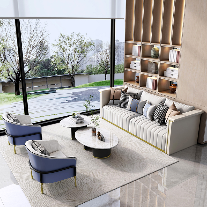 The sales office discusses sofa tables and chairs hotel lobby reception area light luxury leisure reception beauty salon furniture customization