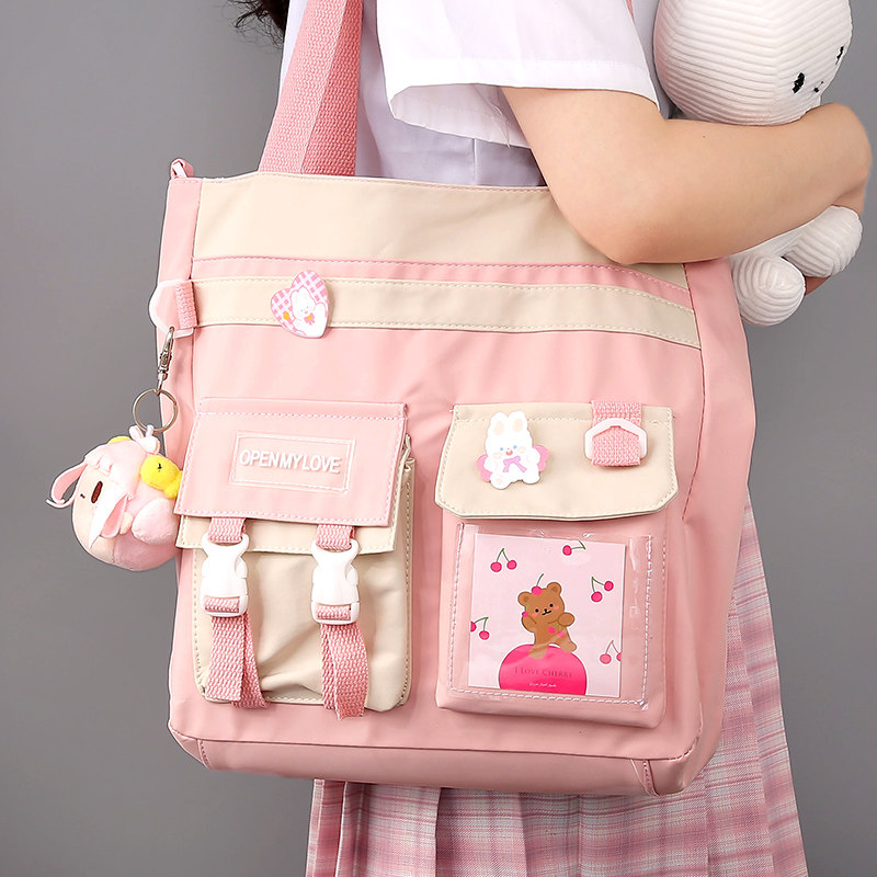 This study is a cloth hand-held test paper book stationery bag large-capacity Japanese oblique cross-student tuition bag high-value junior high school student homework file bag primary school student hand account storage bag