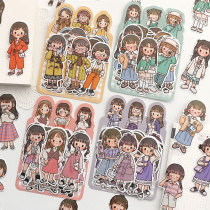 This study 100 sheets of PVC handbill stickers for cute characters waterproof stickers decorate small patterns Cartoon girls Heart 100 sheets of heat insulation cups mobile phone water glass diy sticker drawing hand bill stickers