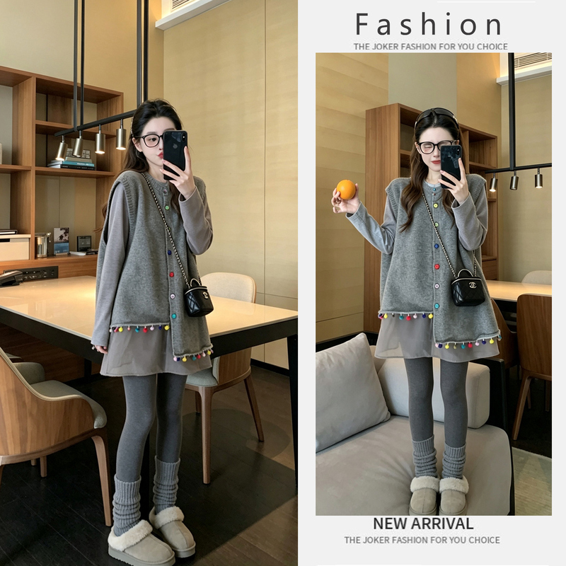 Korean Chic High-End Style Set for Women Early Autumn Retro Colorful Button Knit Vest Slimming Shark Pants Korean Chic High-End Style Set for Women Early Autumn Retro Colorful Button Knit Vest Slimming Shark Pants