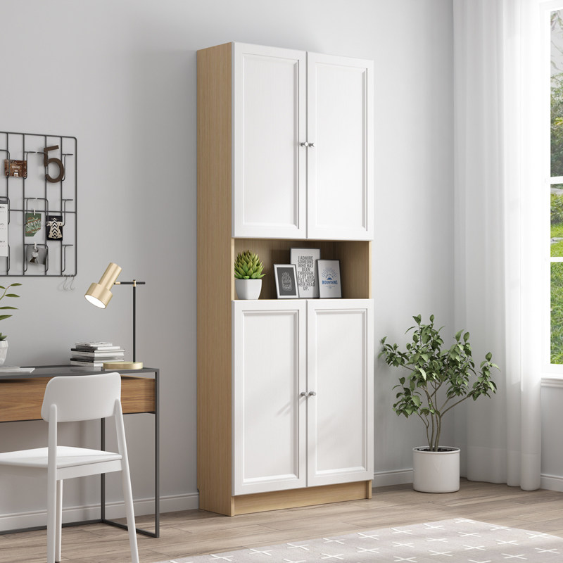 Nordic simple bookshelf layered bedroom living room simple floor-to-ceiling one wall study storage bookcase solid wood storage