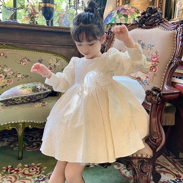 Flower girl little girl dress light luxury niche high-end host Xiaoxiangfeng autumn and winter children's high-end performance princess dress